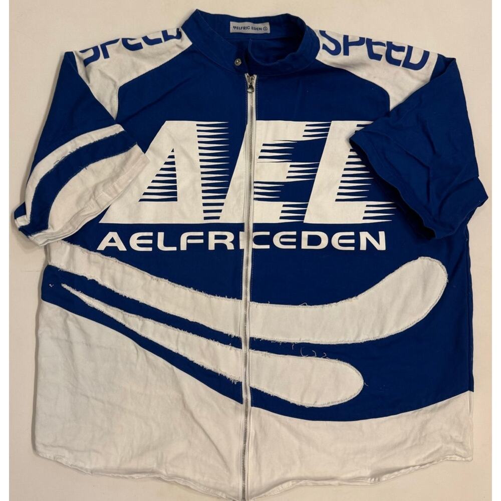 Aelfric Eden Short Sleeve Full Zip Racing Jacket Sz S Men Blue/White